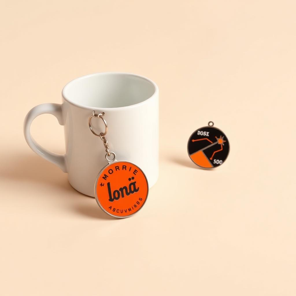 Caneca, chaveiro e pin